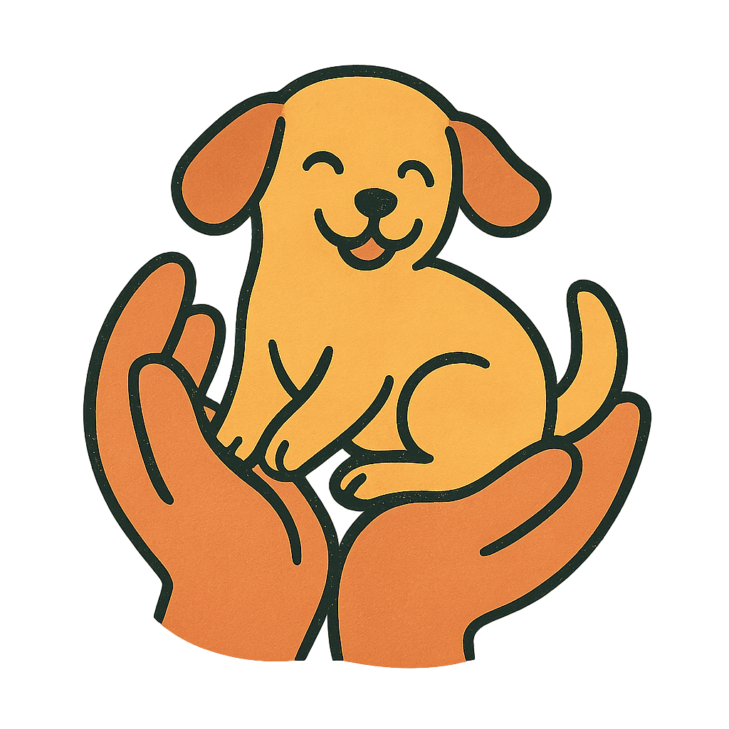 Dog in caring hands